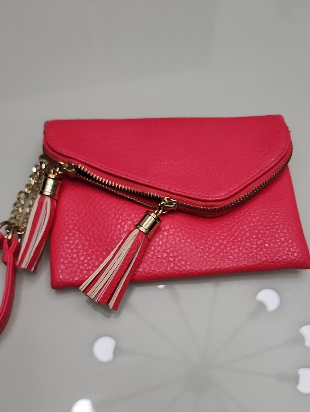 Maurices Hot Pink Tassel Wristlet Clutch
